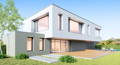 Modernes Haus mit Garten visualisierend für Erbschaft-/Schenkungsteuer: Steuerbefreiung für Familienheim kann auch den Garten umfassen